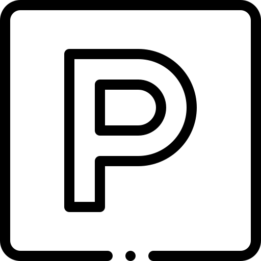 Symbole für Parken, mit einem großen "P" in einem Quadrat.